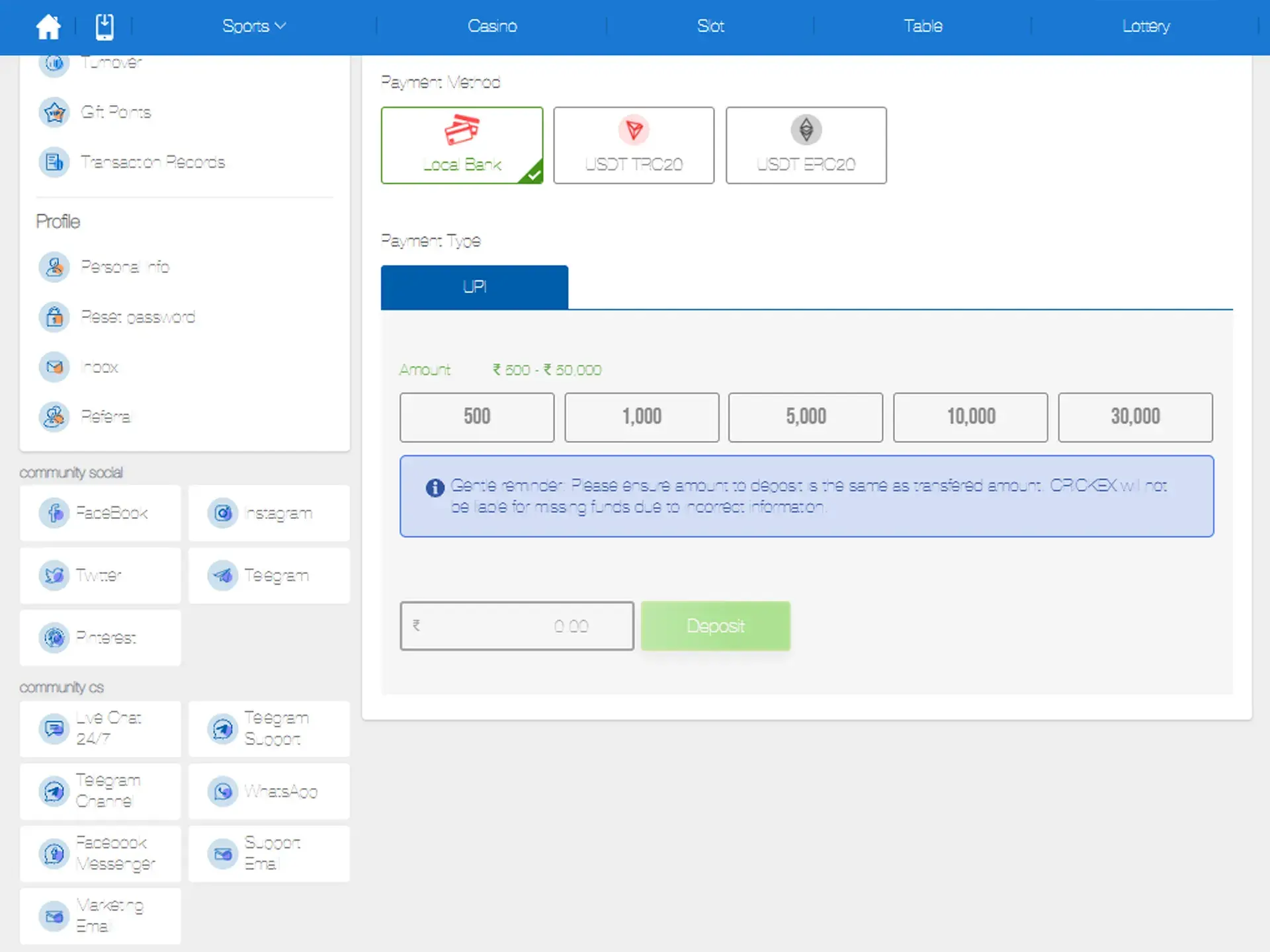 Step-by-Step Guide to Depositing at Crickex